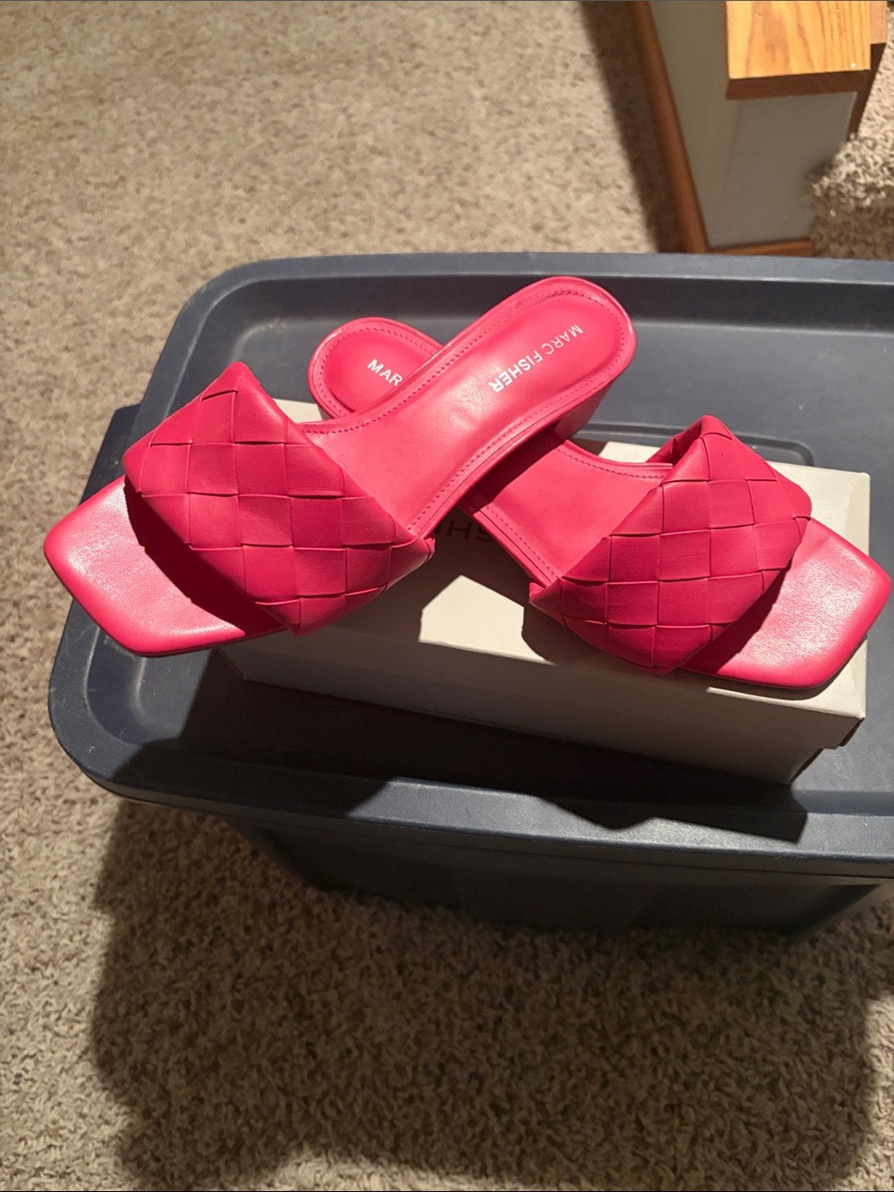 Marc Fisher Hot Pink Woven Slide Sandals